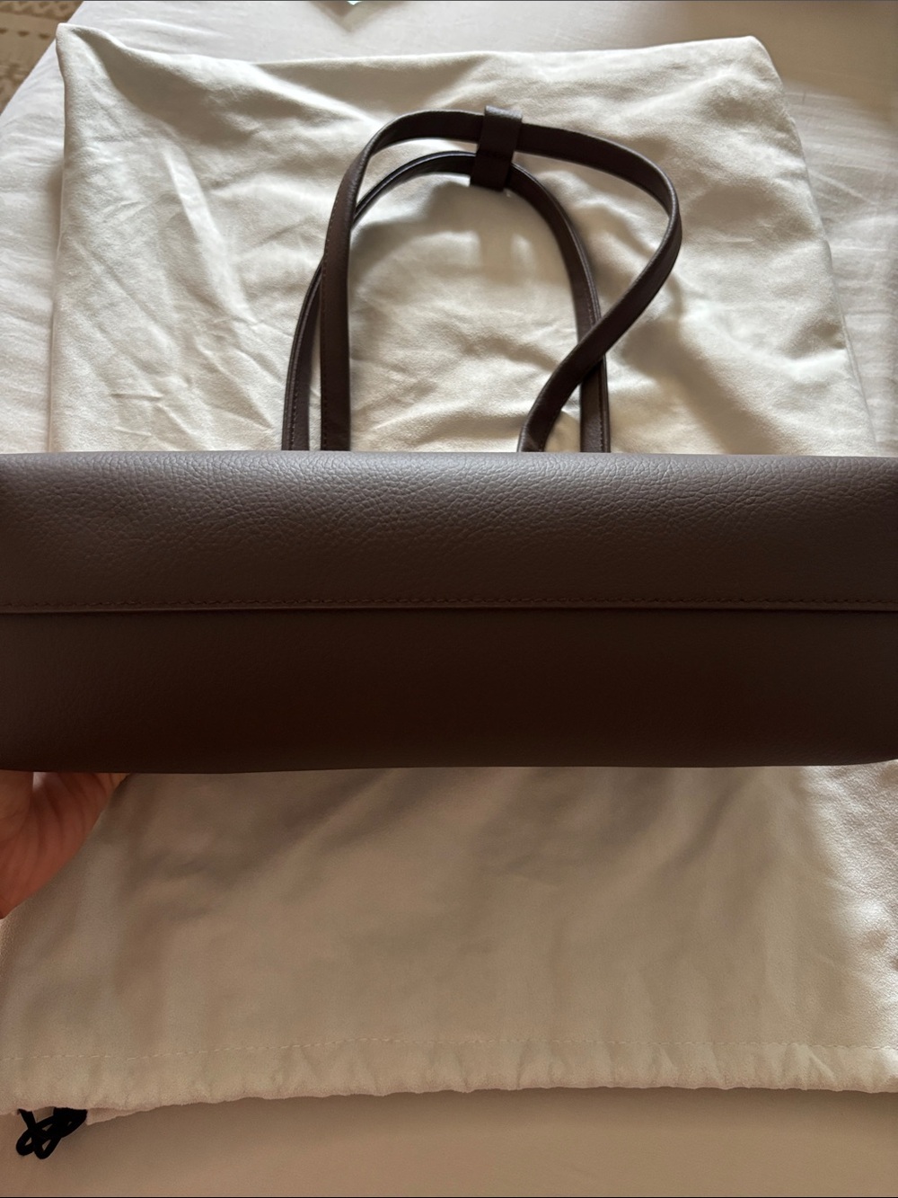 Freja New York Chocolate Brown Pebbled Leather Shoulder Bag Mini - Picture 6 of 6